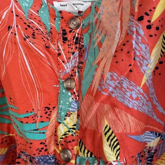 Beachlunchlounge Tropical Mini Dress Braided Straps Colorful Button Front XXL - Picture 5 of 14